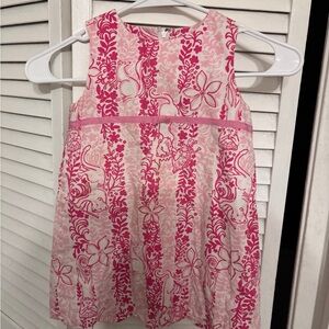 Lilly Pulitzer ‘rhino run for the roses “ shift dress in pink and white 4T